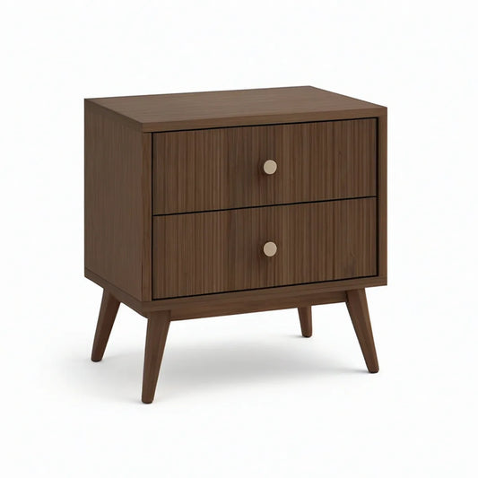 Mesa de cabeceira em MDF castanho nogueira com 2 gavetas, 50 x 40 x 60 cm