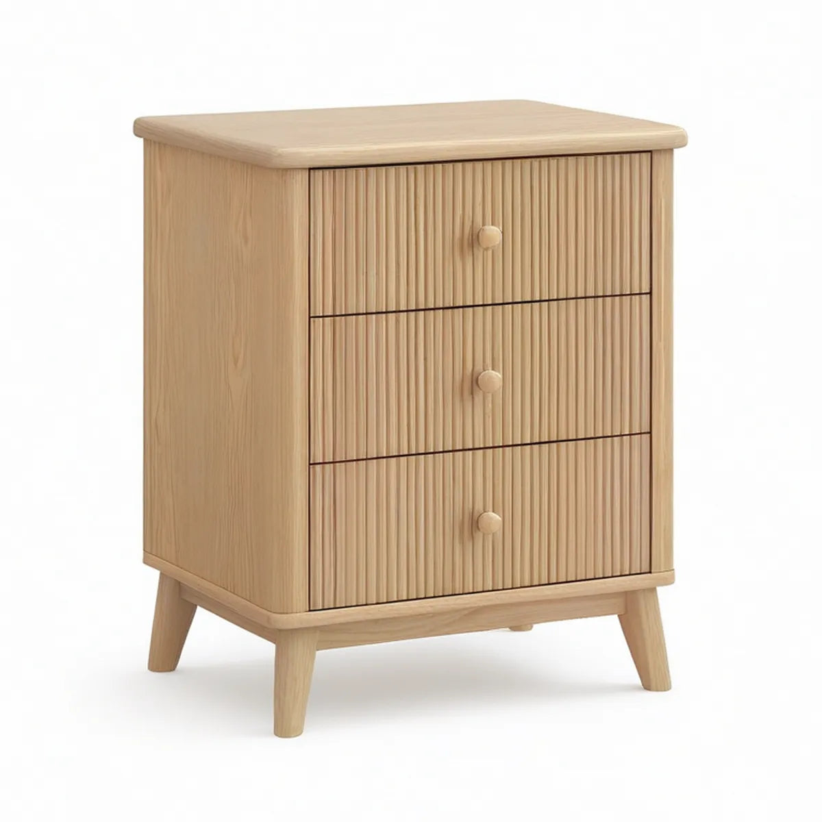 Mesa de Cabeceira Retangular com 3 Gavetas em MDF Bege-Claro, 45 x 35 x 60 cm