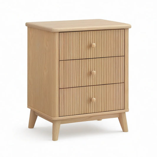 Mesa de Cabeceira Retangular com 3 Gavetas em MDF Bege-Claro, 45 x 35 x 60 cm
