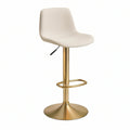 Banco de Bar Ajustável em Poliéster Bege com Base Dourada 50 x 48 x 85-107 cm