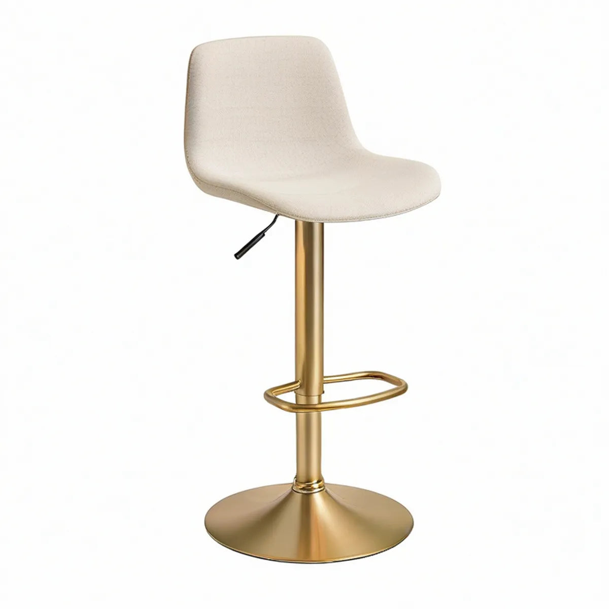 Banco de Bar Ajustável em Poliéster Bege com Base Dourada 50 x 48 x 85-107 cm