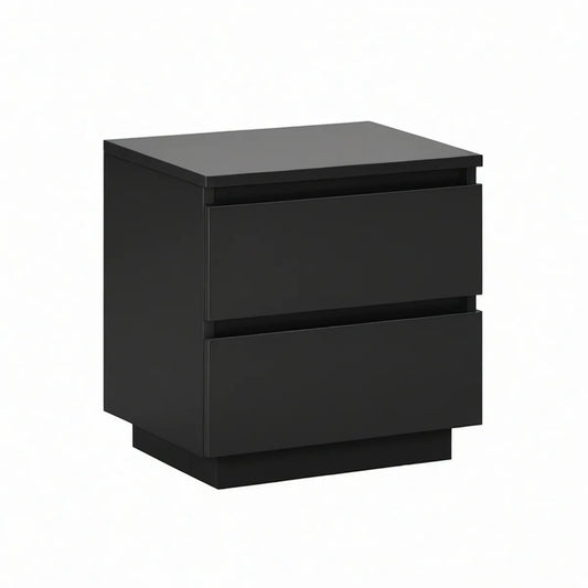 Mesa de cabeceira com 2 gavetas em MDP preto, 45 x 35 x 55 cm