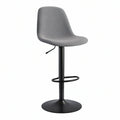 Banco de Bar Giratório Ajustável com Encosto em Poliéster Cinzento e Base em Aço Preto, 45 x 38 x 90-111 cm